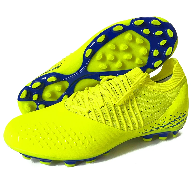 Sock‑Fit Collar FG Long Studs Soccer Cleats, Breathable Knit Upper Firm Ground Football Boots, Flexible Cushion Non‑Slip Athleti