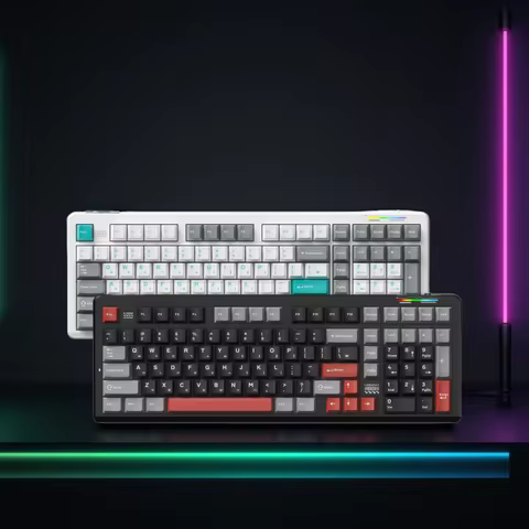 AULA&times;LINGBAO K98 Korean Mechanical Keyboard Wireless Tri-mode Custom 10000mAh RGB Backlit Gasket Structure Macro Gaming Keyboard