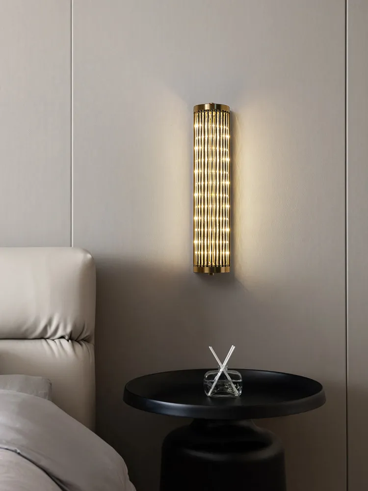 

Contemporary Glass Tube Wall Light Gold/Black Stainless Steel Round/Square Sconce For Living Room Bedroom Hallway Staircase