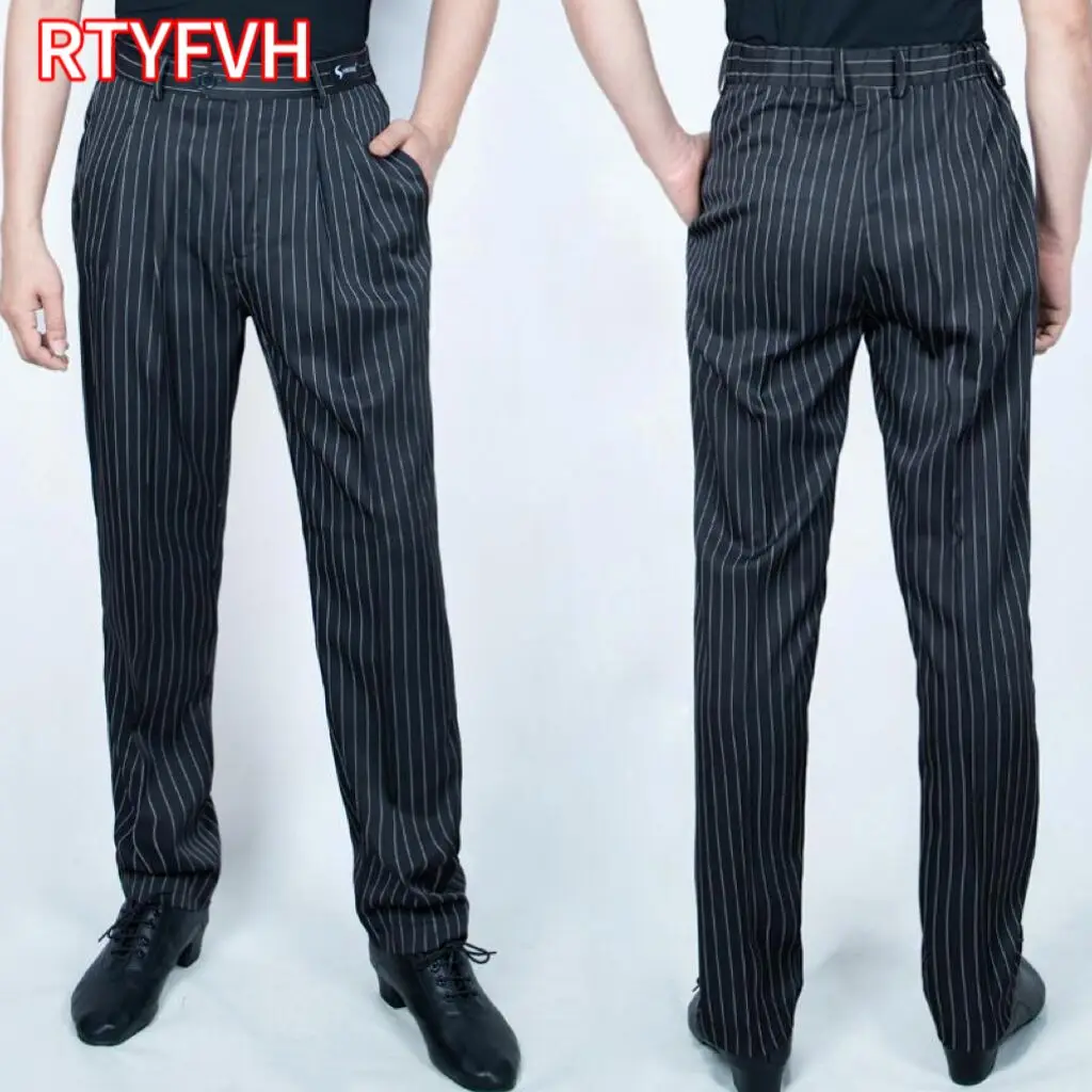 

Men Latin Dance Clothes Ballroom Dance Pants Black Striped Latin Trousers Male Salsa Gitba Waltz Dance Practice Clothing NV18252