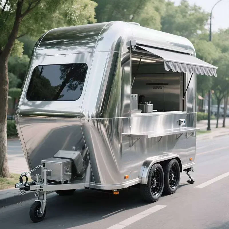 Pasta Food Trailer Mobile Kitchen Fully Equipped With Boiler Induction Cooktops For Italian Street Food Vending Catering Cart
