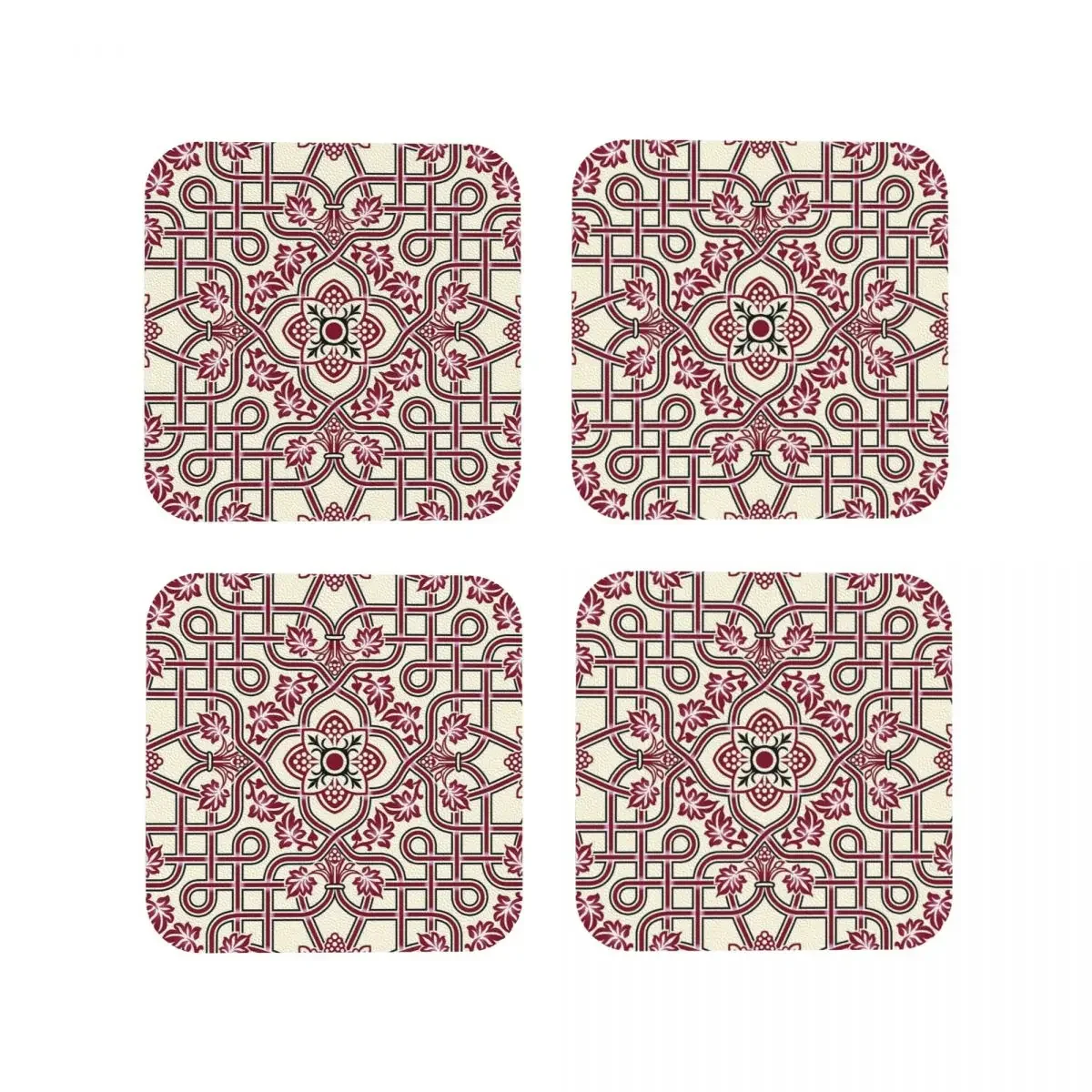 Victorian Raspberry Lattice Loops Coasters Coffee Mats Set of 4 Placemats Mug Tableware Decoration & Accessories Pads for Home