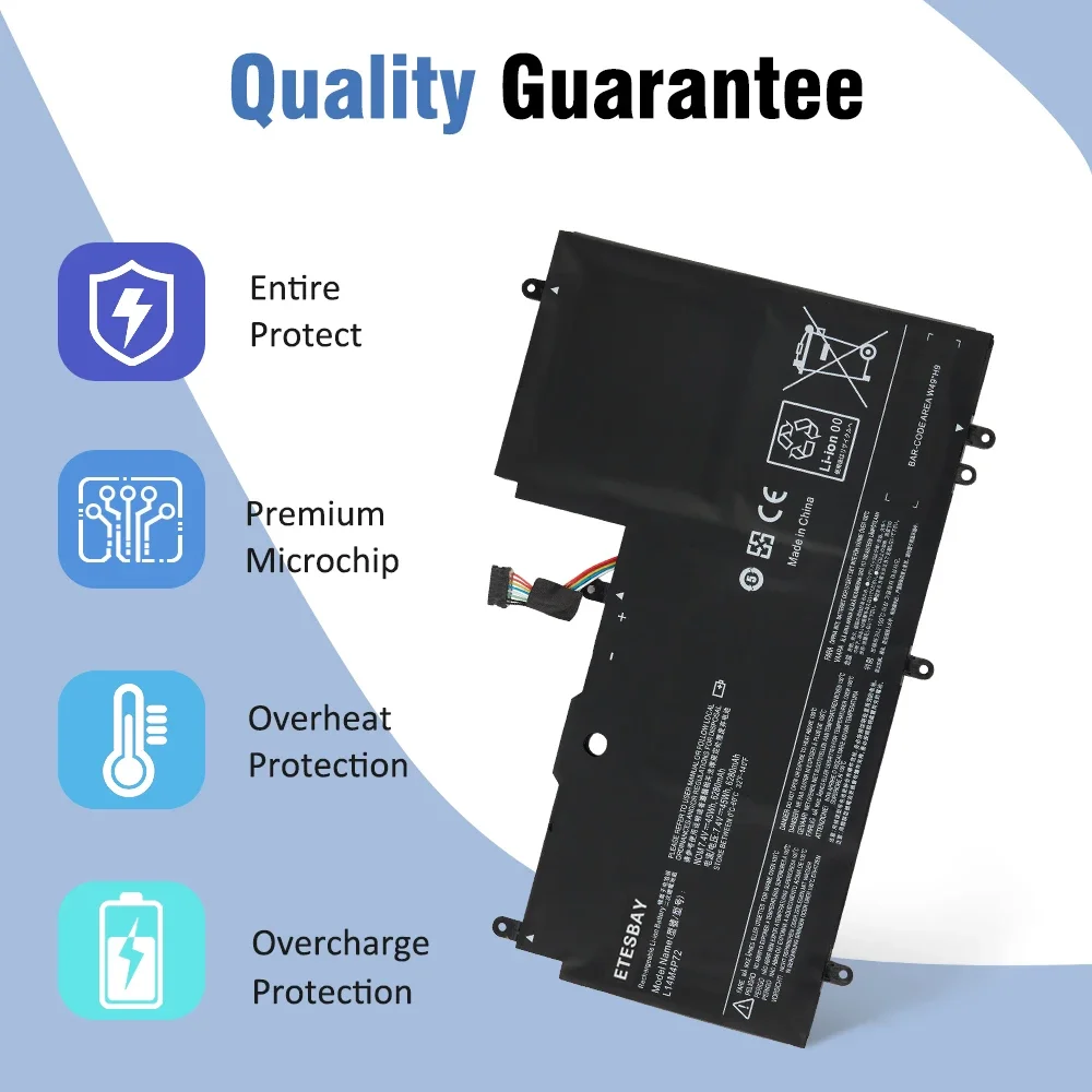 ETESBAY L14S4P72 For LENOVO Yoga 3 14 Yoga 700 14ISK Serie Yoga3 14-IFI Yoga3 14-ISE L14M4P72 5B10K10224 45WH Laptop Battery