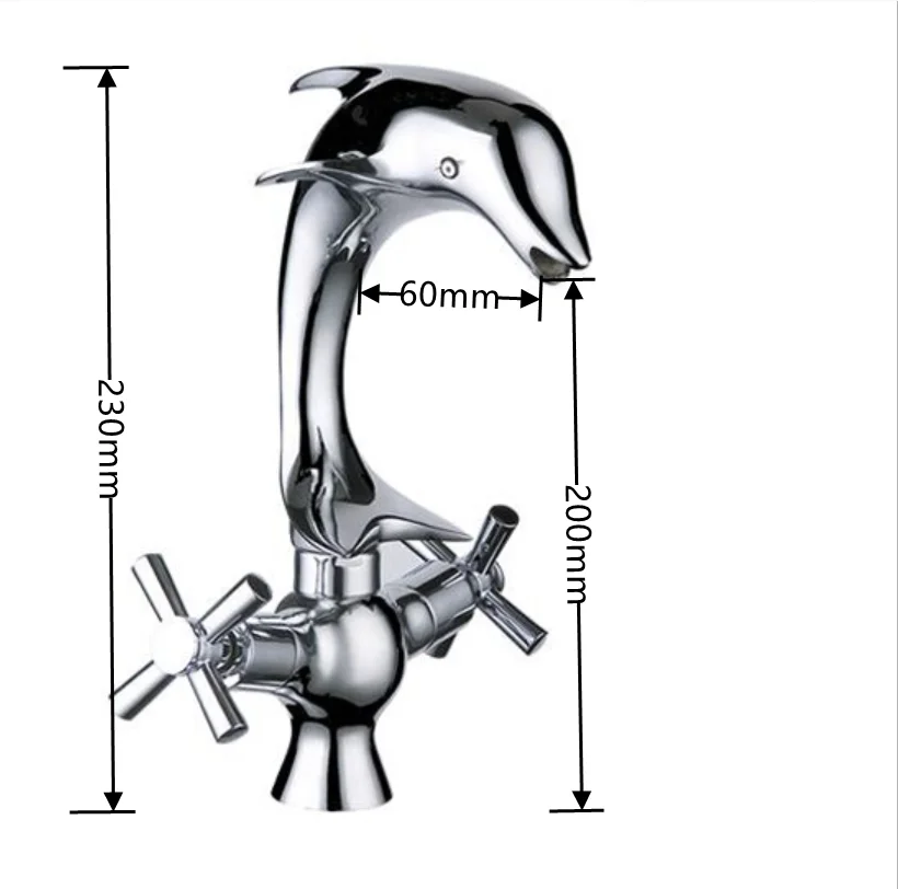 Imagem -02 - Chrome Latão Polido Bacia Toque Mixer Dupla Alça Torneira Quente e Fria Estilo Golfinho Misturador do Banho Torneira Terceira