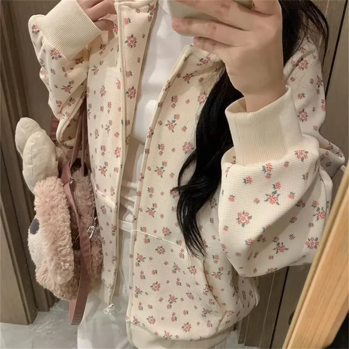 클래식 여성용 개성 풀오버 여행용 꽃무늬 프린팅 후드티 통기성 좋은 루즈핏 크루넥 스웨트셔츠 의류 활력