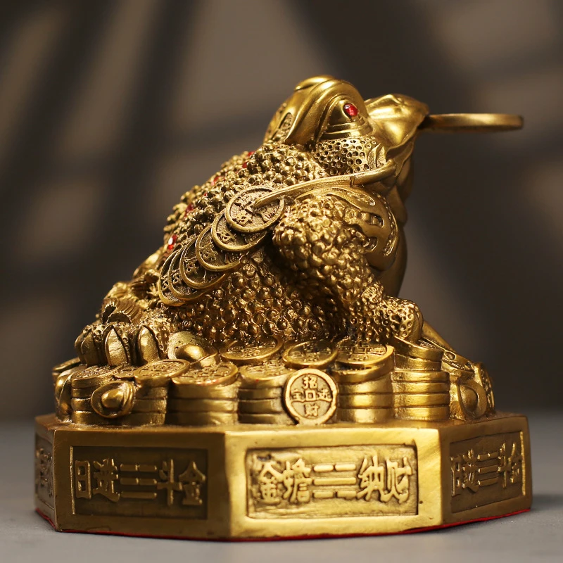 All-Copper Eight-Sided , Three-Legged Golden Toad Ornament, Gift For Store Opening, Office And Home Decoration