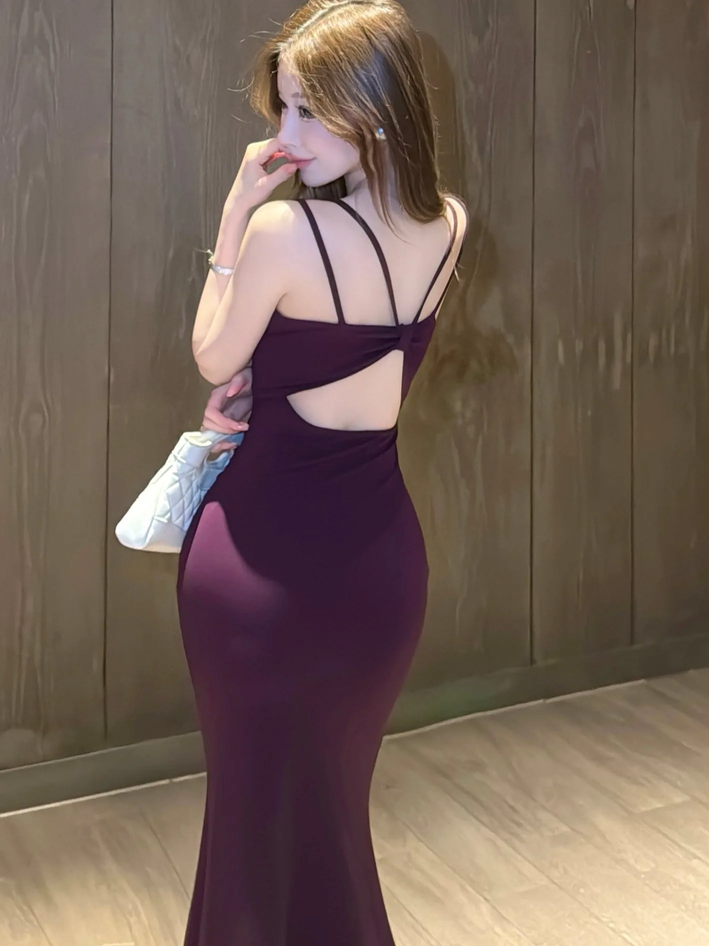 

Sexy Ba Design Purple Long Sve Dr Two Piece Set Chic Lady Sle Women's Faion Ensemble ort Sve Cardigan