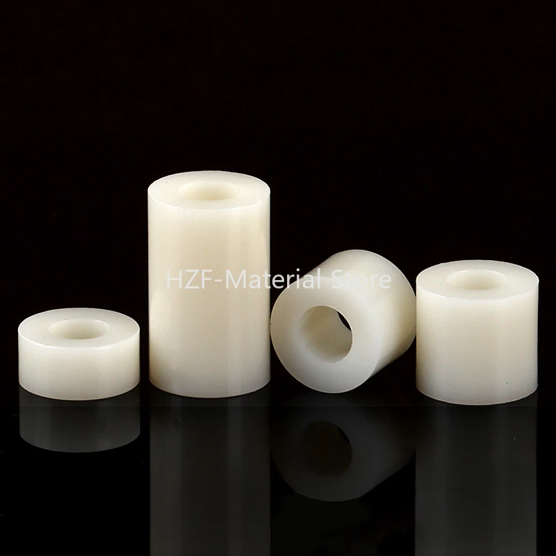 5-200Pcs M6-M20 White ABS Insulated Column Spacer Nylon Sleeve Plastic Hollow Cylindrical Through-Hole Support Standoff Washer