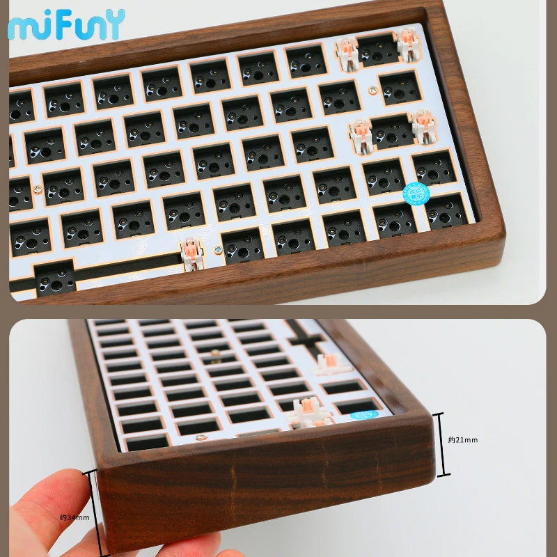 Imagem -05 - Mifuny-kit de Teclado Mecânico sem Fio Bluetooth Rgb Backlit Hot Swap Walnut Wood Computador Laptop 60 64 Key