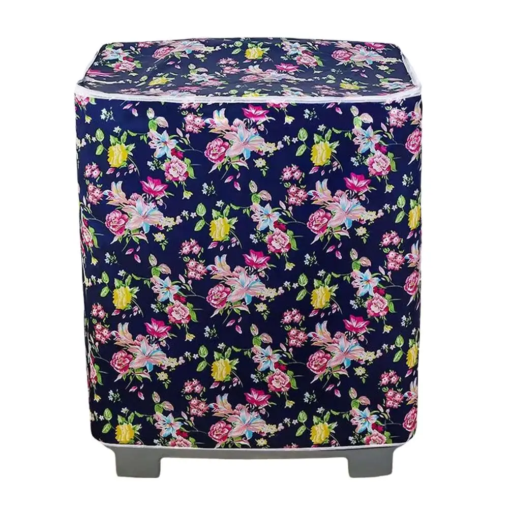 Waterproof Sunproof Washing Machine Cover Dust Zippers Flower Cover Pattern Print Dryer Cover Supplies Household