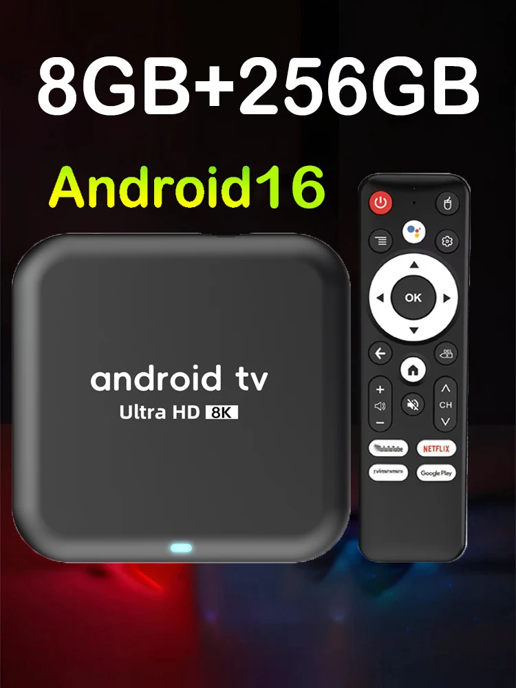 2026 Q18 Smart Home Theater Android 16 Smart TV Box 8GB 128GB 256GB Rockchip RK3518 Bluetooth 6.0 Google Assistant Pilot głosowy — 2