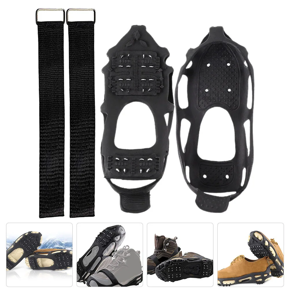 

1 Set Of Anti-Slip Ice Grippers Black Tpe Polyester Lightweight Shoe Traction For Walking Climbing Hiking Snow Shoveling Outdoor