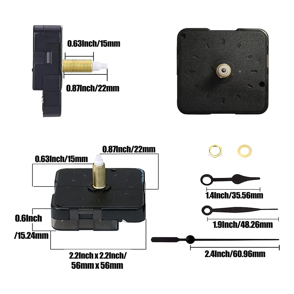 3 Pieces Clock Movements DIY Wall Clock Battery Operated Mechanism Clock Matching Parts and Pointers Shaft Length 22Mm ST