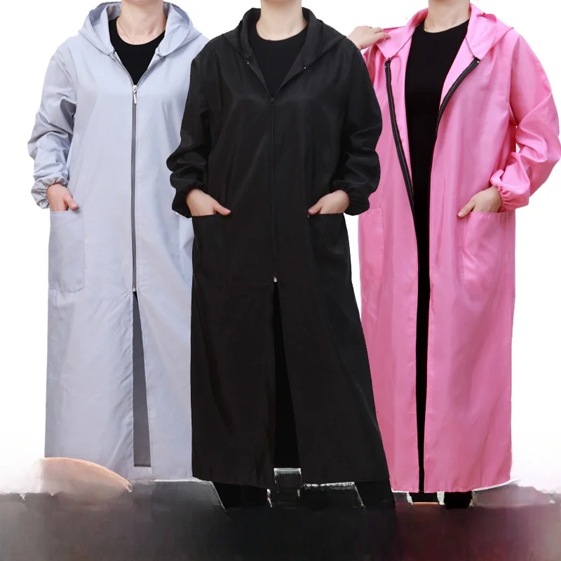 

Extended Zippered Long Sleeve Apron Waterproof Oil Resistant Kitchen Coat for Men And Women Suitable for Spring And Autumn Wo...