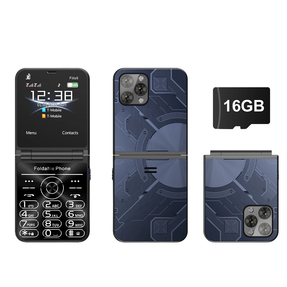 SERVO Flilo9 3G Mobiele telefoon Dual SIM Standby Oproep Opname Snelheidsknop FM-radio Blacklist Zaklamp Opvouwbare knop Mobiele telefoons