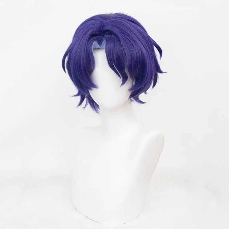 Gioco Honkai: Star Rail Dr. Ratio parrucca Cosplay adulto Unisex blu capelli corti Styling parrucche sintetiche resistenti al calore festa di Halloween