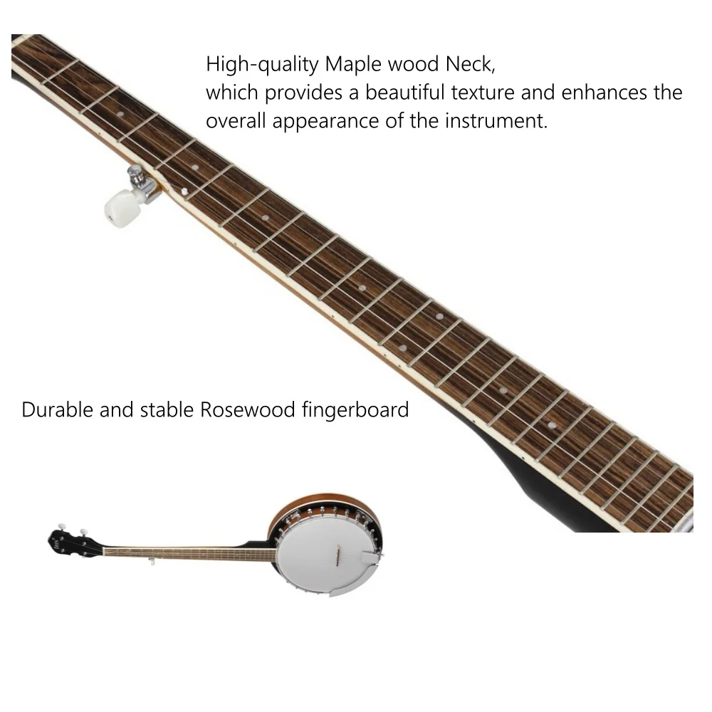 JELO IY- TB0114 Fünfsaitige Banjos Banjo Instrument Ahorn Rose Holz Saitenmusikinstrumente 5-saitiges exquisites Banjo