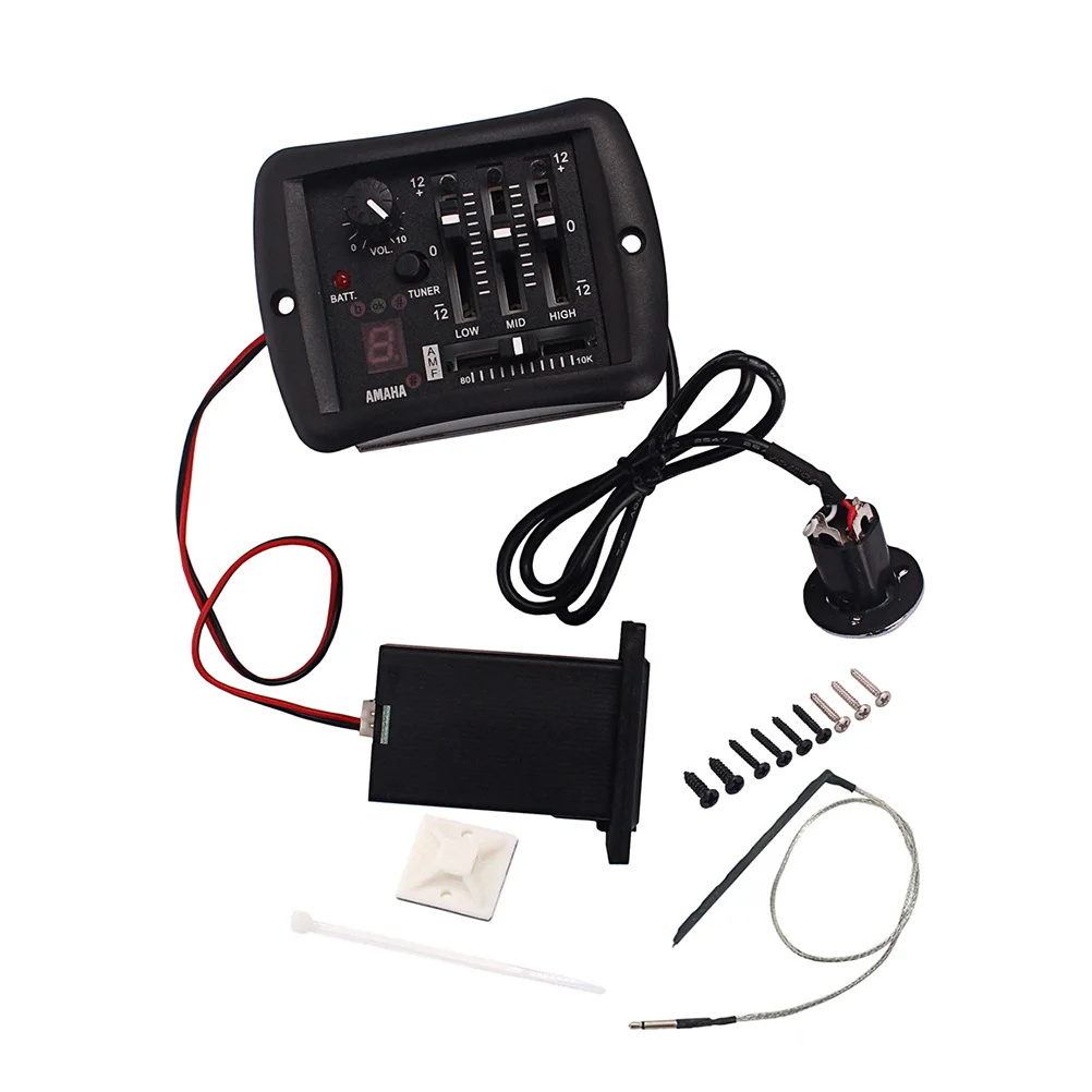 معادل الجيتار الصوتي 4 نطاقات Eq Preamp Ymh03 بيزو لاقط التحكم في مستوى الصوت سهل التركيب عالي الدقة لاقط الجيتار الصوتي #3