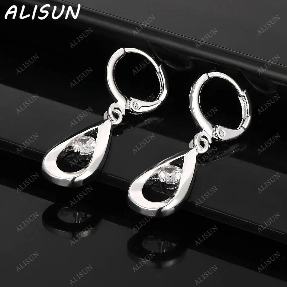 

ALISUN 925 Sterling Silver Zircons Earrings Drop Earrings For Women Fashion Jewelry Charm Grace Noble Wedding Accessories