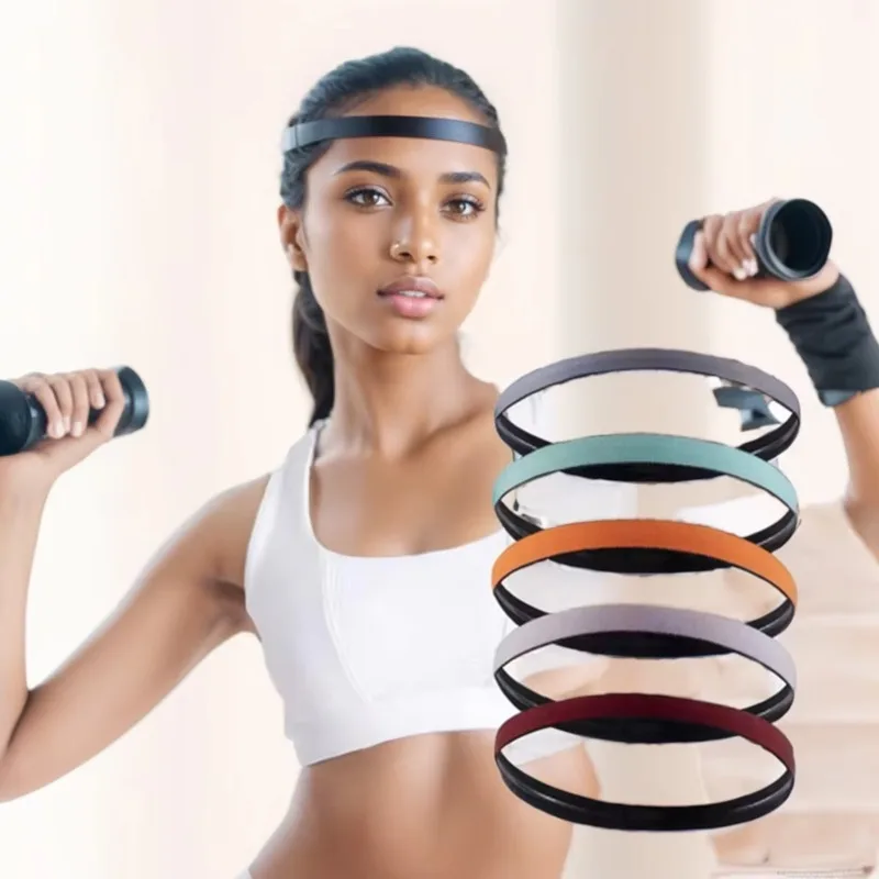 High Elasticity Non-slip Silicone Sports Antiperspirant Hair Band Yoga Fitness Sweatband Thin Section Sports Headband Hair Bands