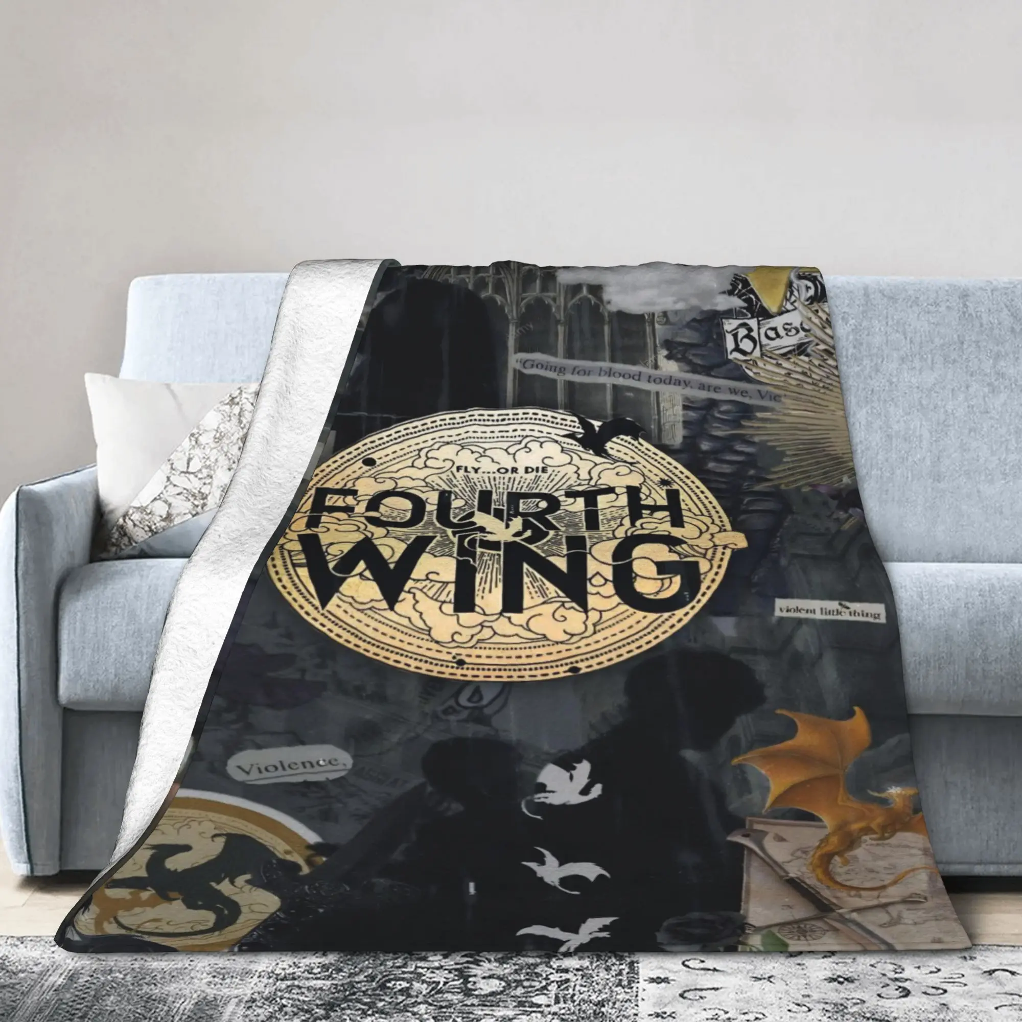 F-Fourth W-Wing Dragon Merch Blanket Soft Fleece  Throw Blanket Comfortable Plush Thin Quilt