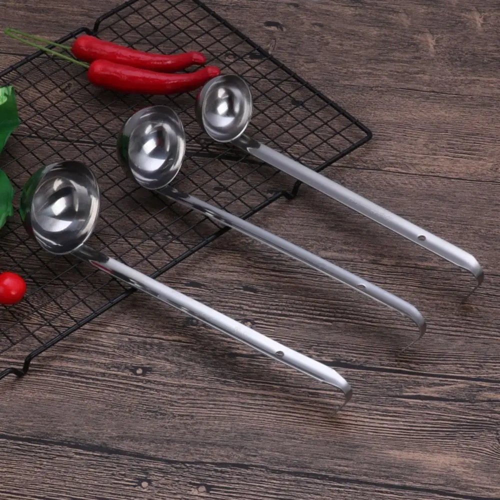 Heavy-Duty Stainless Steel Measuring Ladle 1/2/3oz with Hanging Hook Soup Ladle Deepened Scoop Ounce Scoop Portion Control