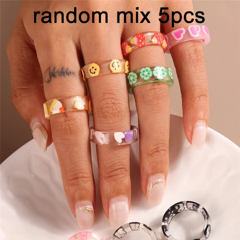 Aihua Koreanische Bunte Blume Ring Sets Böhmen Handgemachte Multi Perlen Reis Perlen Finger Ring Für Frauen Strand Schmuck Geschenke – Detail 6