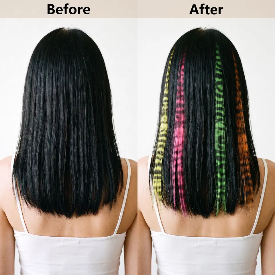 Extensiones de cabello con clip de colores, 18 pulgadas para mujer 4
