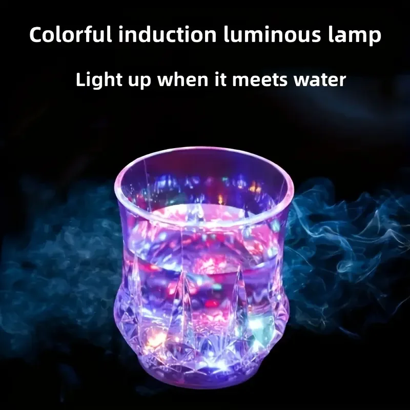 Liquid Activated LED Light Up cups Crystal Drink Set, 2-6 Pack Auto-Glowing Plastic Tumblers for Bar Party Decor, Christmas Gift & Thanksgiving Tableware (Plastic Construction)