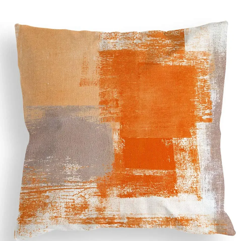 Nordic Orange Cement Grey Abstract Linen Pillowcase 40*40 Sofa Cushion Cover 60*60 Home Decoration Pillowcase Customizable 50*50