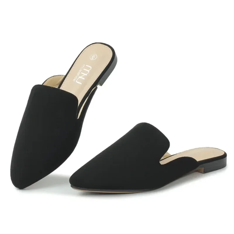 MUSSHOE Mules for Women Flats Comfortable Pointed Toe Women Mules