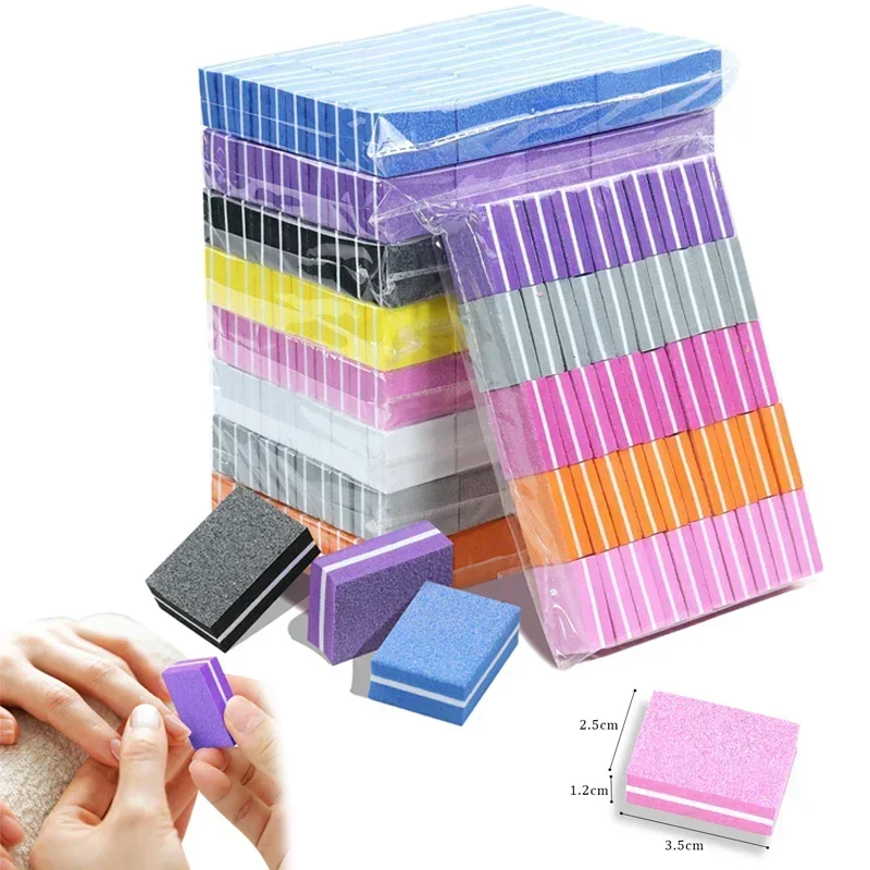 Mini blocs de limes à ongles, 50 pièces, éponge, soins de pédicure, vernis à ongles, bandes tampons de ponçage, polissage 100/180, outils de manucure et d'art des ongles