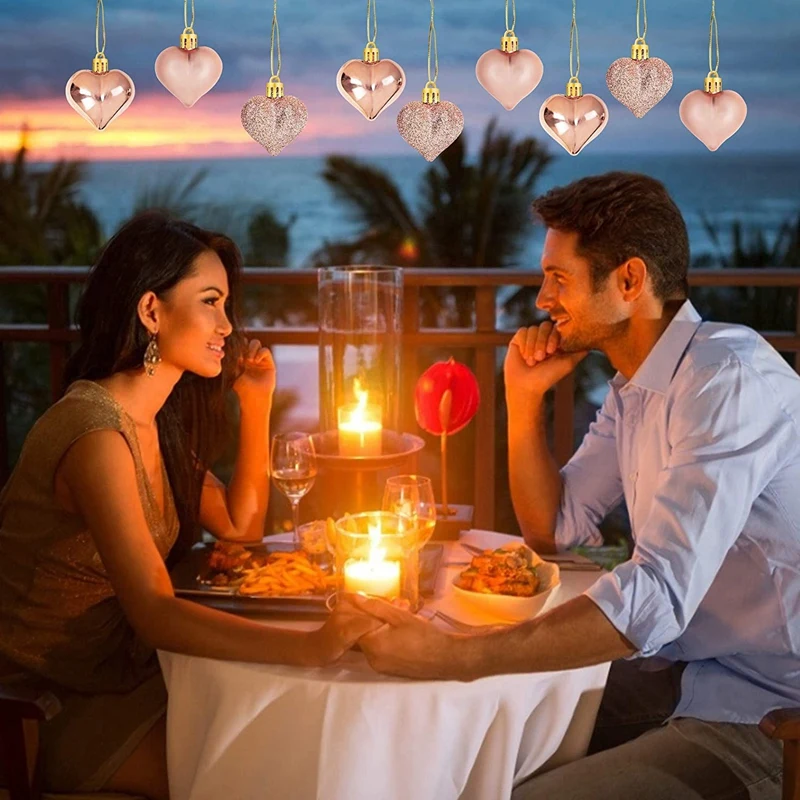 24 шт. розовое золото День святого Валентина украшения в форме сердца безделушки в форме сердца украшения для дома елочные подвесные украшения