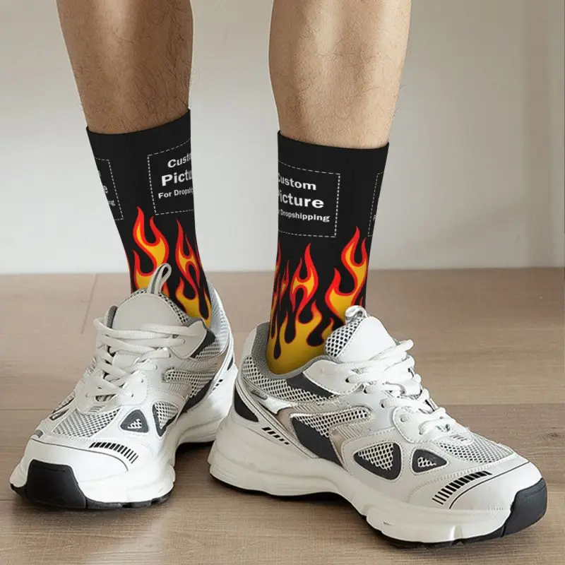 Personalized Custom Photo Logo Dress Socks Men Women Warm Fashion Design Your Own Crew Socks