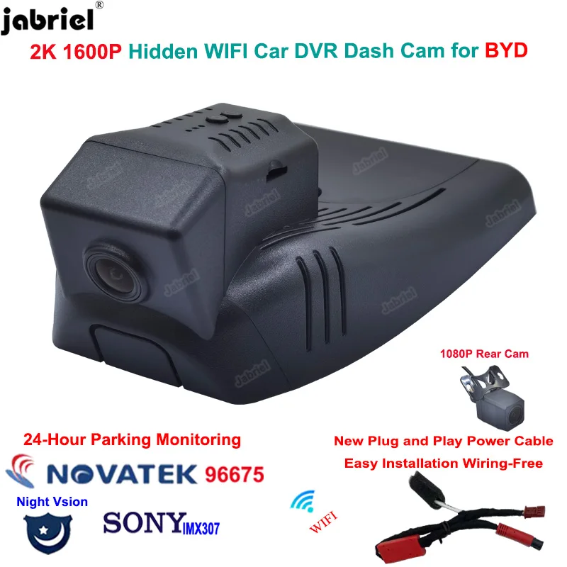 

Jabriel Auto Wifi 2K 1600P Night Vision Car DVR Dash Cam For BYD atto 3 2022 2023 Easy to install Plug and Play Driving Recorder