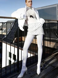 Kave Opaque White Tights for Women Women's Solid Color Tights 80D Soft Opaque Microfiber Tights Control Top Microfiber Pantyhose