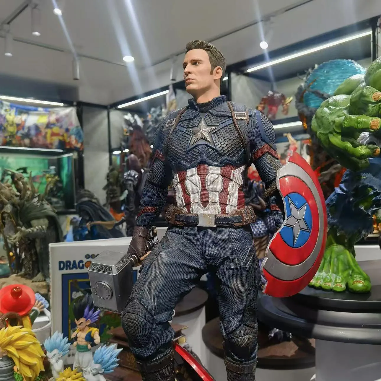 Marvel Captain America Action Figure 42cm Oversized Avengers Double Headed Statue Collectible Decoration Gift For Adult Fans - view 2