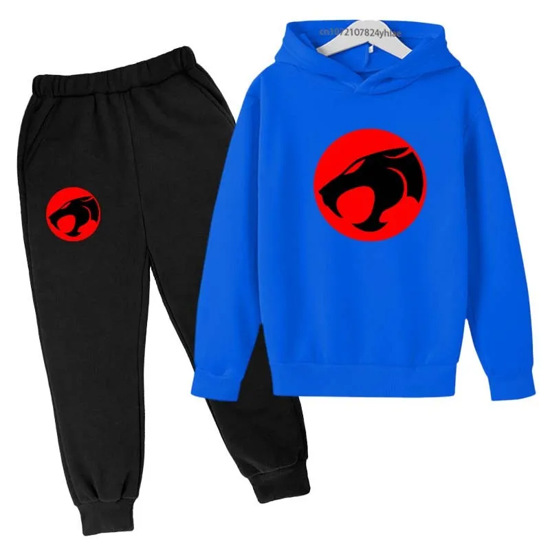 Kids Thundercats Anime Print Spring Autumn Pullover Hoodie+Pants 2pcs Tracksuits 2-13 Years Boys Girls Outfits Children Clothes