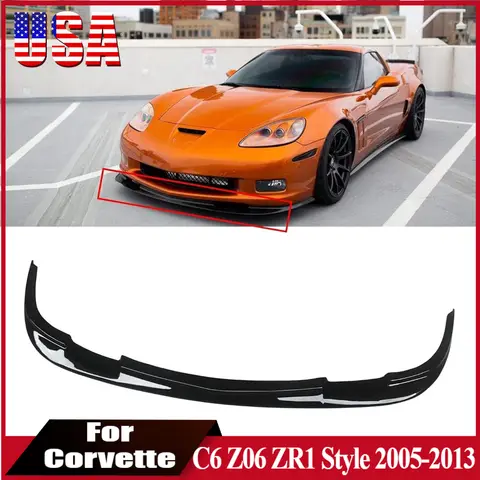 Front Bumper Lip For Corvette C6 Z06 Wide Body Model 2005-2013 Front Bumper Spoiler Splitter Lips Car Body Tuning Kit