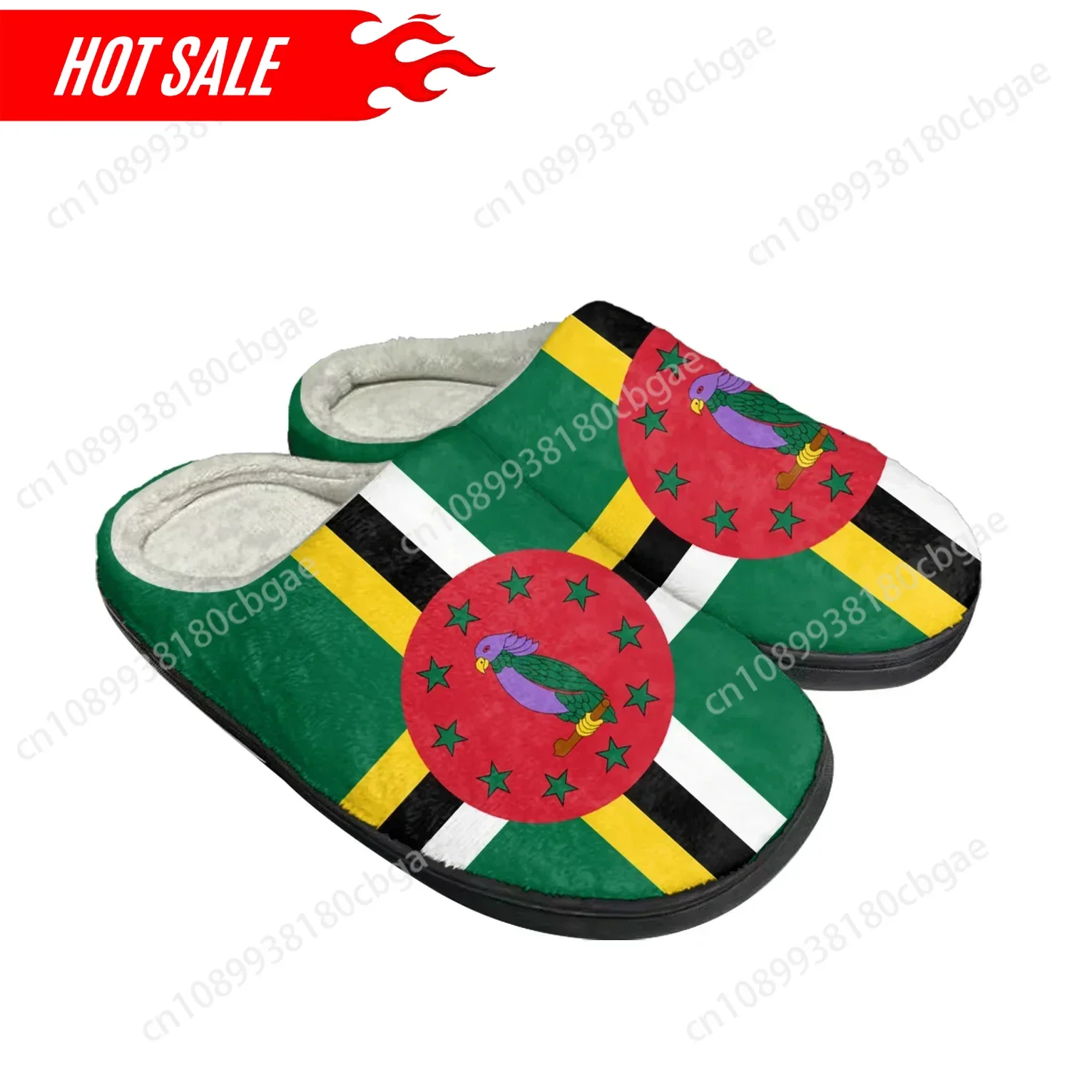 

Commonwealth of Dominica Flag Home Cotton Custom Slippers Mens Womens Sandals Plush Bedroom Keep Warm Shoes Thermal Slipper