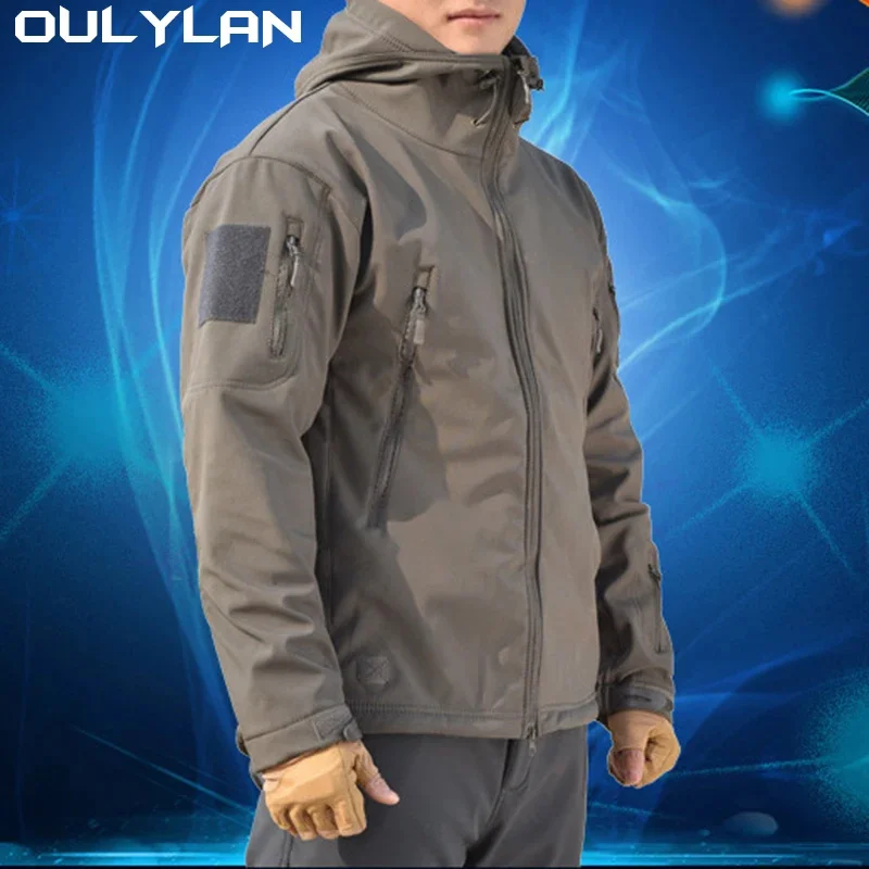 

Oulylan Waterproof Jacket Men Combat Jackets s Hooded Shark Skin Soft Shell Tactical Windproof