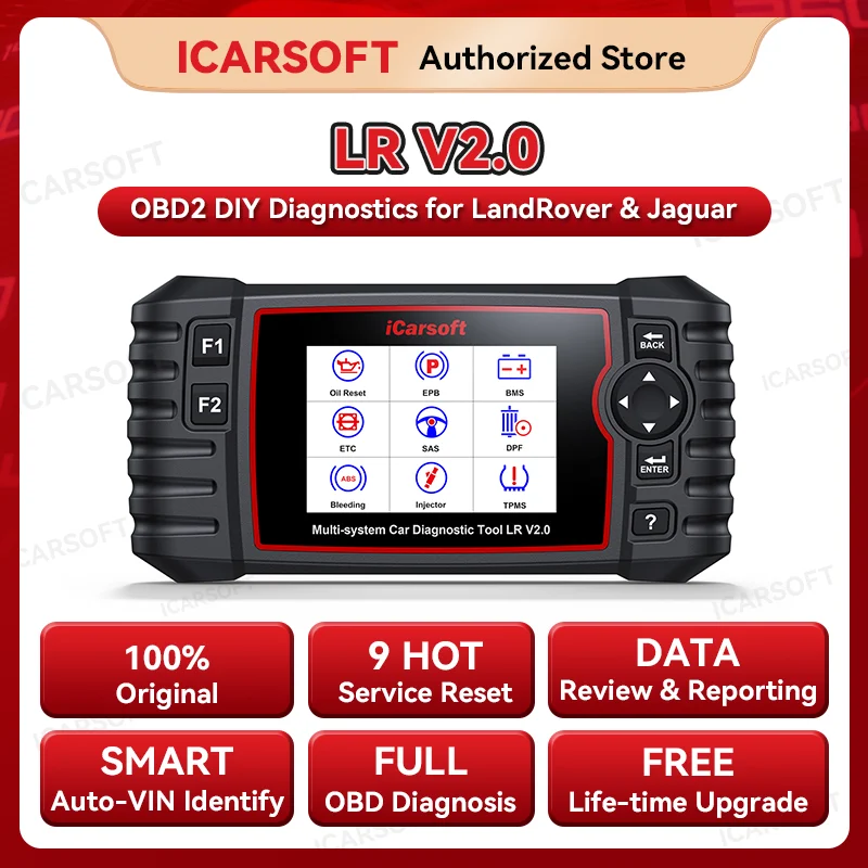 

iCarsoft LR V2.0 для LANDROVER JAGUAR OBD2 диагностический инструмент Lifelong-бесплатное обновление TPMS/ABS/DPF/EPB/сброс масла + печатание живых данных