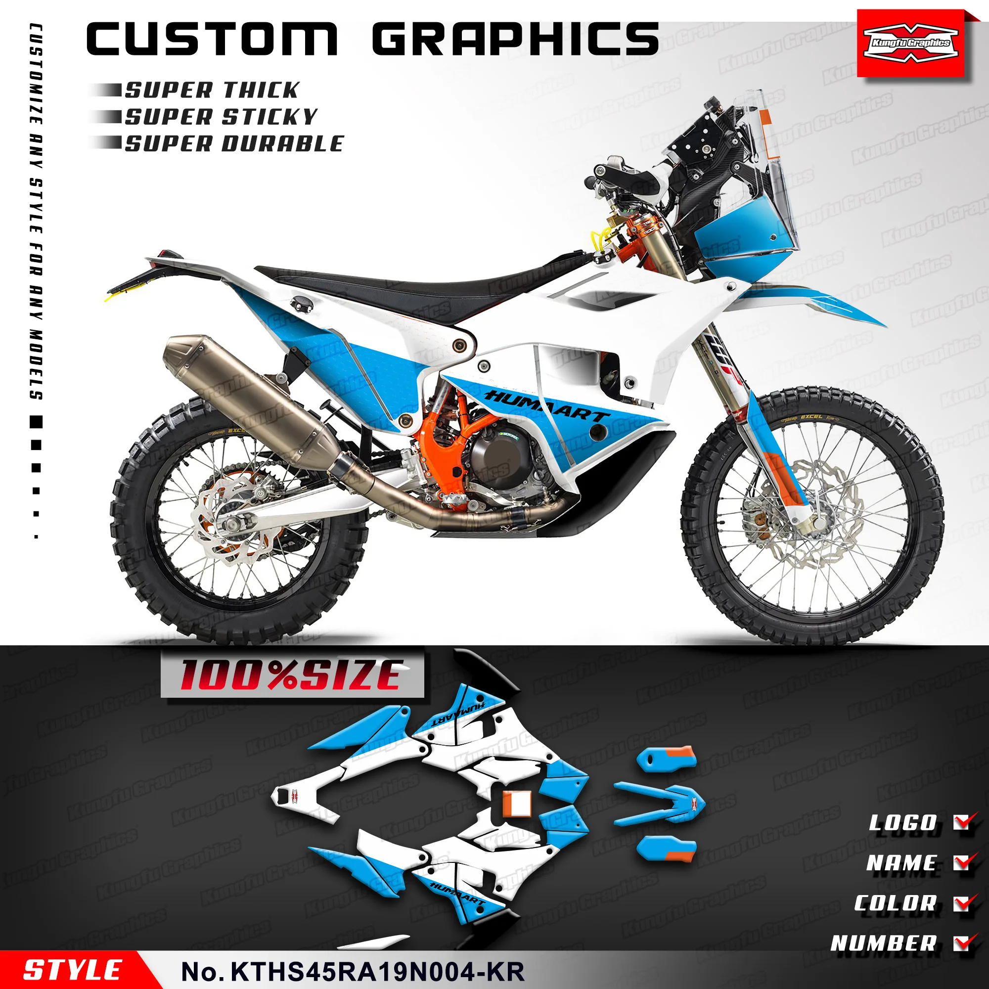 KUNGFU GRAPHICS Sticker Sheet Motorcycle Decals for KTM Husqvarna Rally 450 2019 2020 2021 2022 2023, KTHS45RA19N004-KR