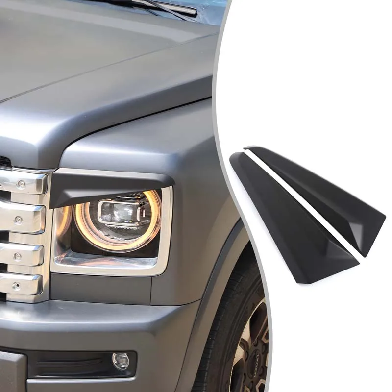 

2 piece set ABS matte black For Haval H9 2024+ car styling car headlight eyebrow decorative cover sticker exterior accessories