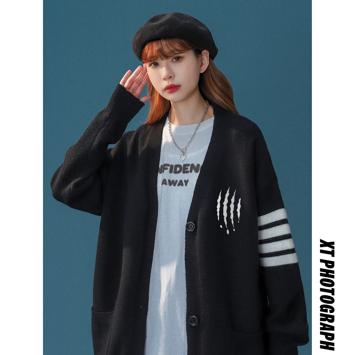 

Long Sve Knitted Cardigan Men's Lazy Sle Autumn 2023 New Faion Casual V-Ne Striped Sweater Comfortable Loose Fit