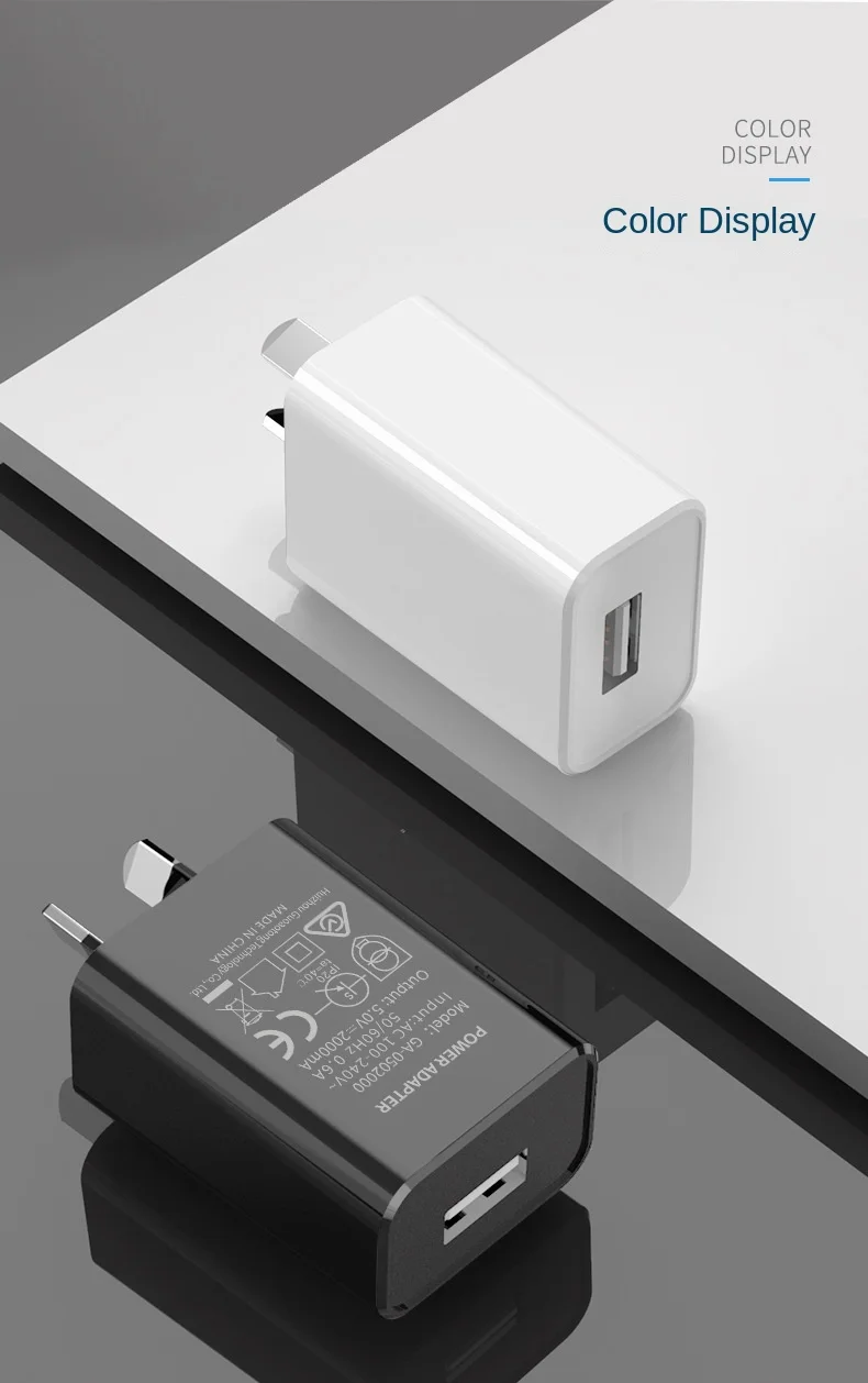 Australian Adapter 5V 1A 2A Fast Charging SAA Plug Mini USB Travel Wall Charger SAA Certified for Xiaomi Huawei Phone Charge