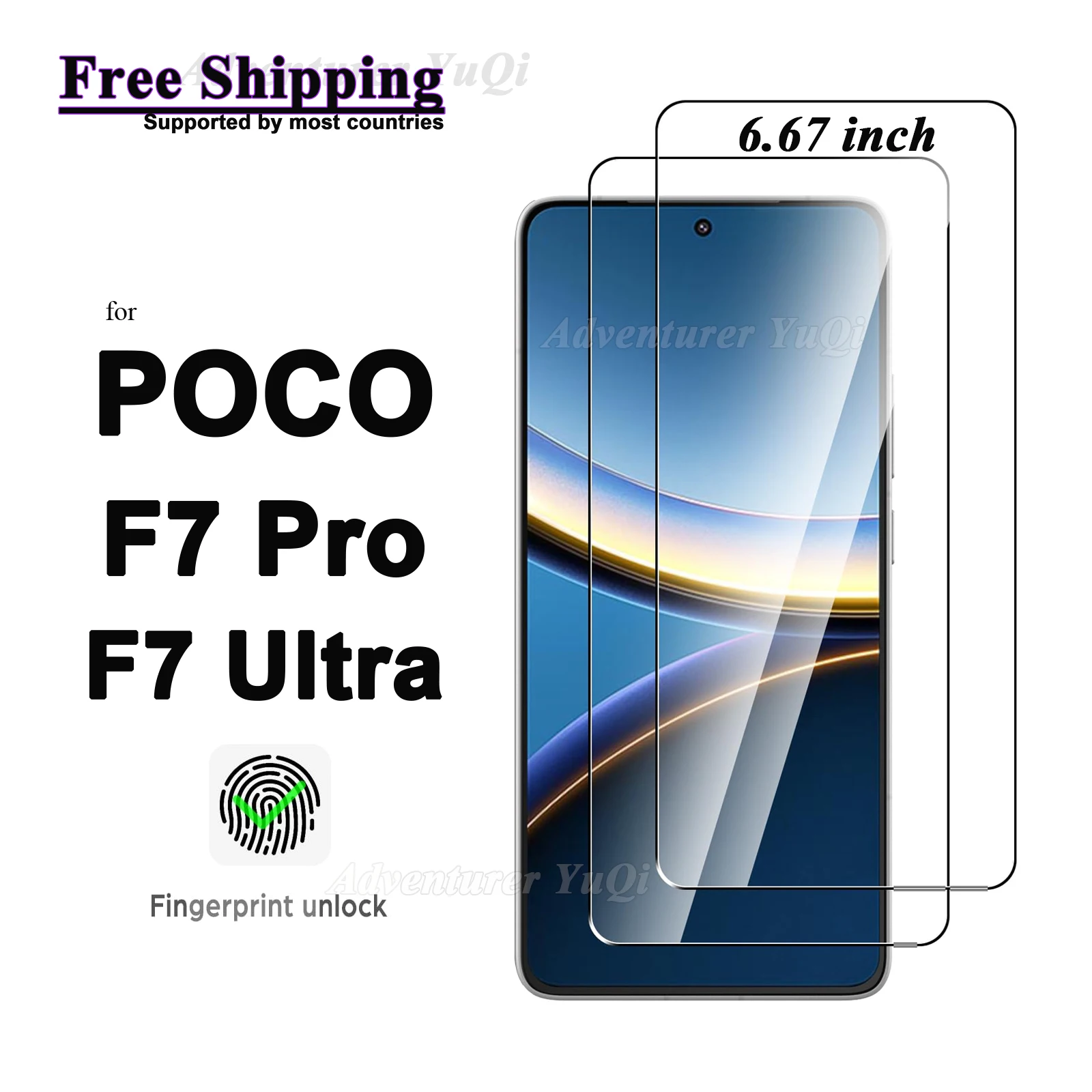 

Screen Protector For POCO F7 Pro Ultra 6.67 inch, Tempered Glass HD Crystal 9H High Aluminum Anti Scratch Case Friendly