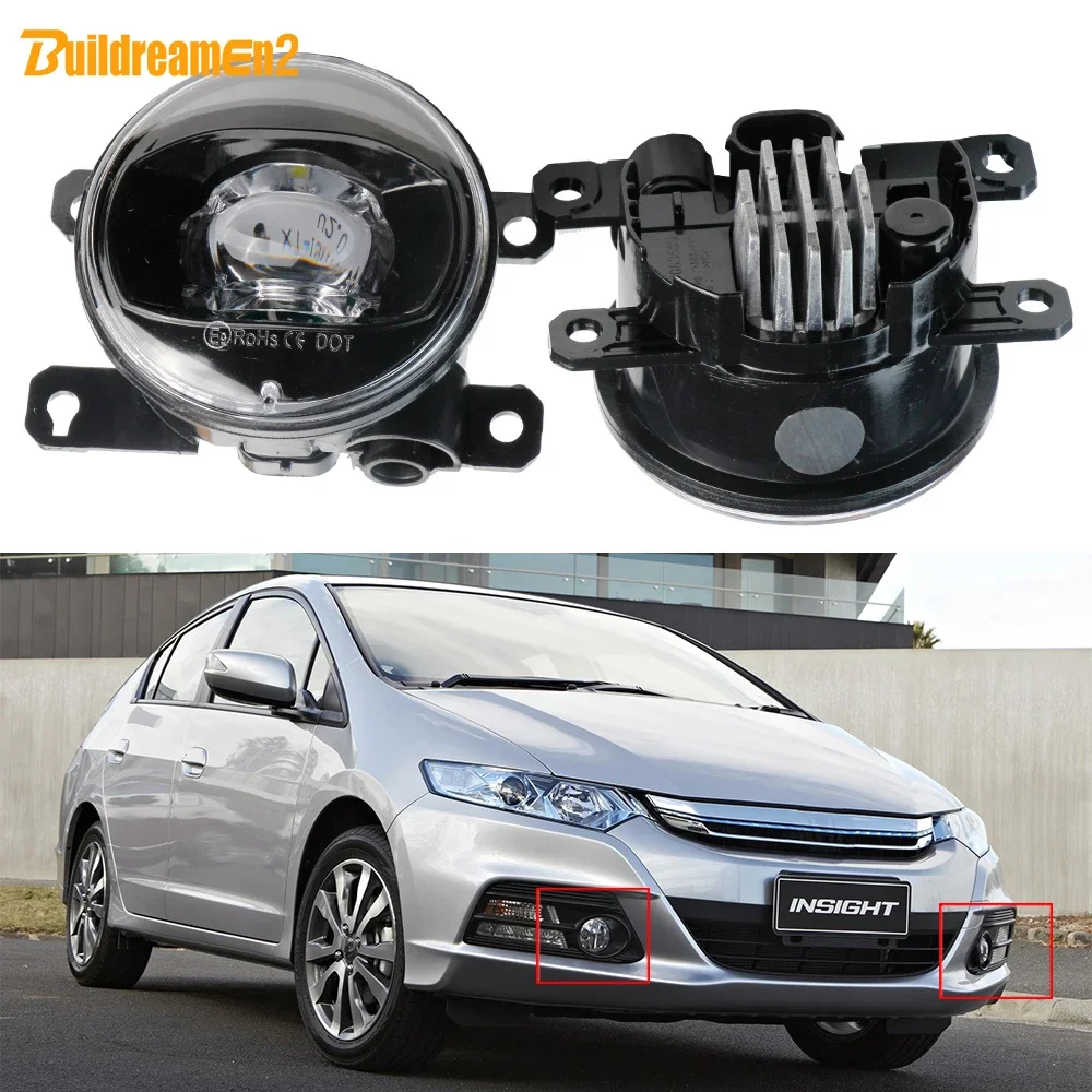2 X 30W H11 LED Fog Light Assembly Adjustable Car Front Bumper Fog Lamp 12V For Honda Insight 2010 2011 2012 2013 2014
