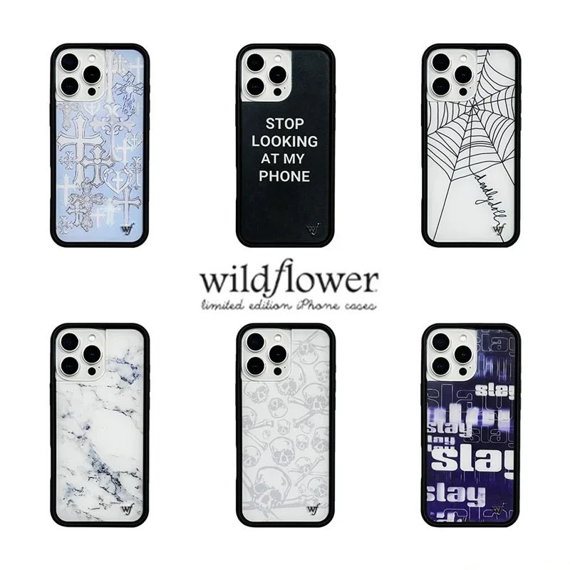 Wildflower Hot Spider Web wf Hülle für iPhone 11 12 13 14 15 16 Pro Max Plus 17pro Angel Cross Englischer Marmor wf Handyhülle