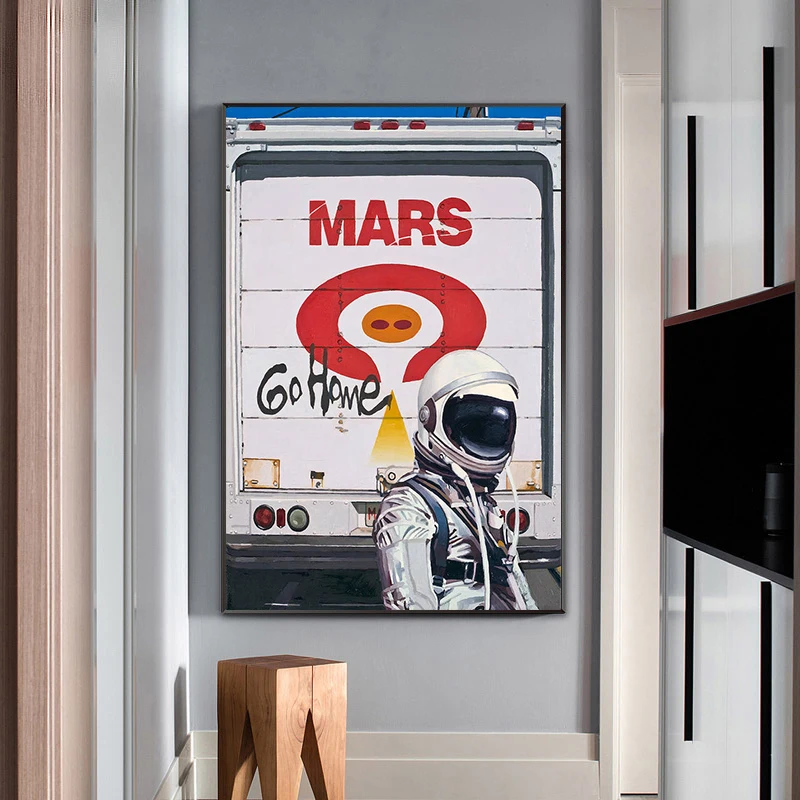 Astronaut Mars Go Home Art Posters and Prints Canvas Painting Modern Wall Art Pictures for Living Room Home Decoration Cuadros